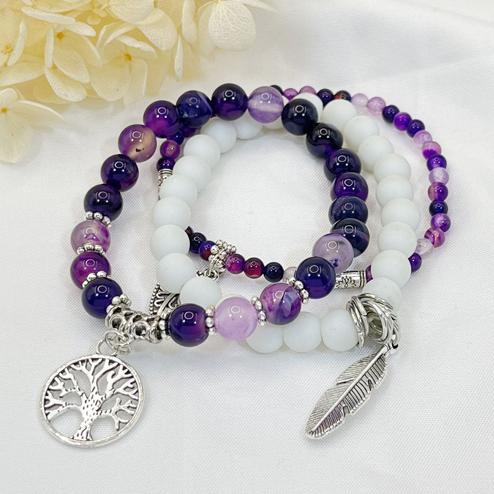 Bohemia Amazonite & Amethyst Fold Wear Bracelet