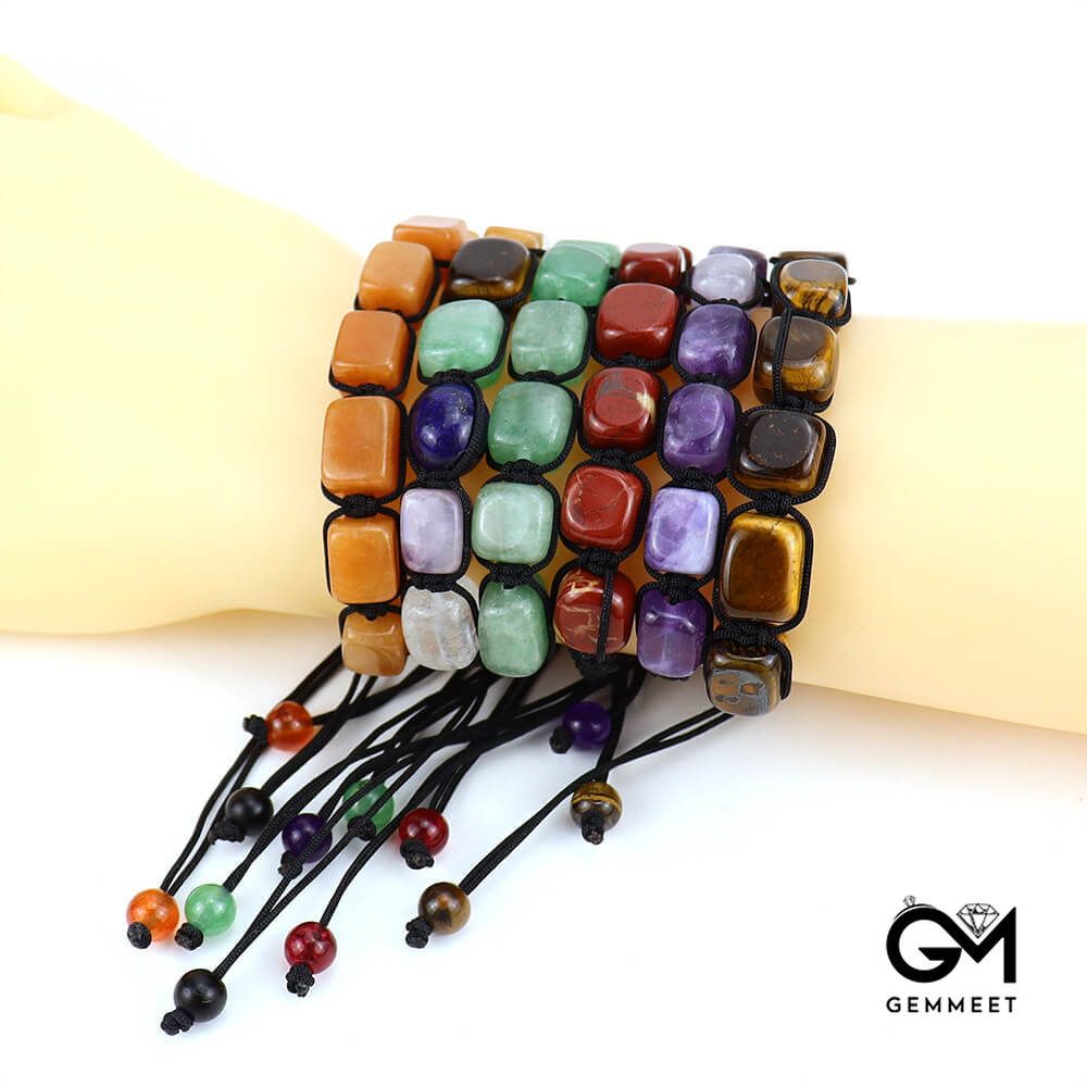 Woven Colorful Rectangular Crystal Bracelet