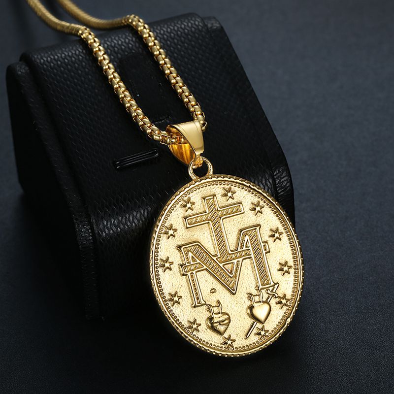 Hip Hop Jewelry Stainless Steel Gold Plated Zirconia Maria Pendant