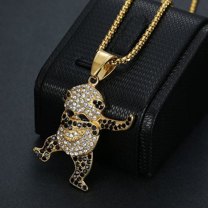 Hip-hop Giant Panda Hip-hop Gold-plated Zircon Pendant