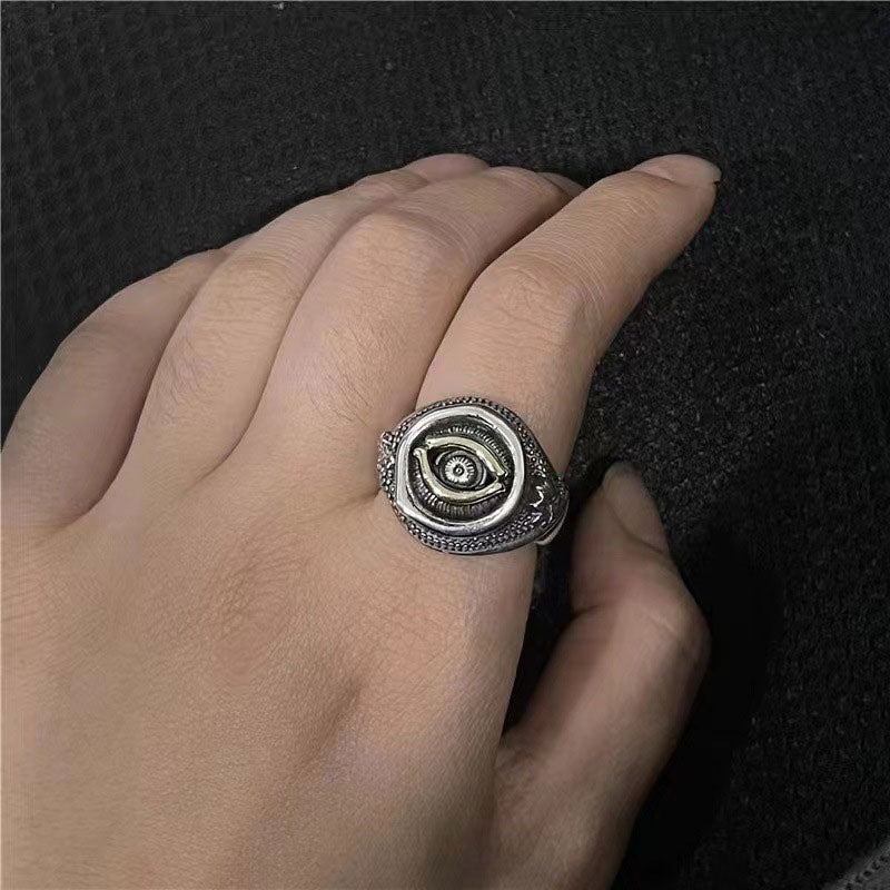 Serpentine Eye of Horus Men's Open Design Ring Hip Hop Punk Style Trendy Ring