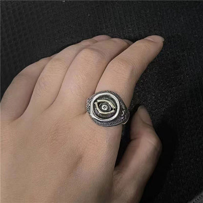 Serpentine Eye of Horus Men's Open Design Ring Hip Hop Punk Style Trendy Ring