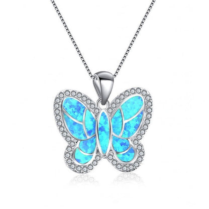 Summer Butterfly Opal with Zircon Necklace