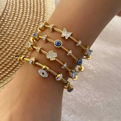 Light Luxury Stainless Steel Full Color Stone Bracelet