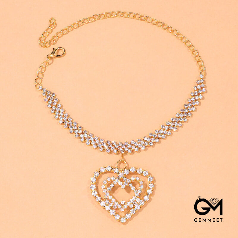 Light Luxury Fashion Heart-shaped Zircon Anklet