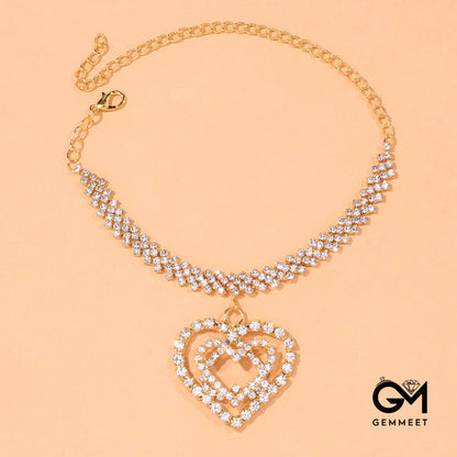 Light Luxury Fashion Heart-shaped Zircon Anklet