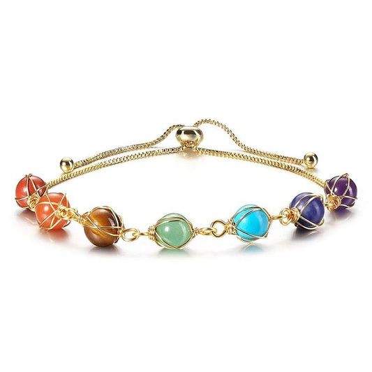 Chakra Natural Golden Color Adjustable Yoga Bracelet