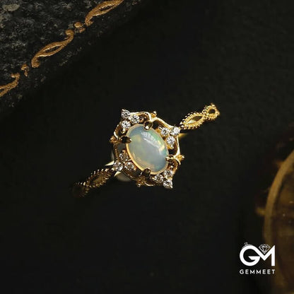 Light Luxury Opal Adjustable Ring