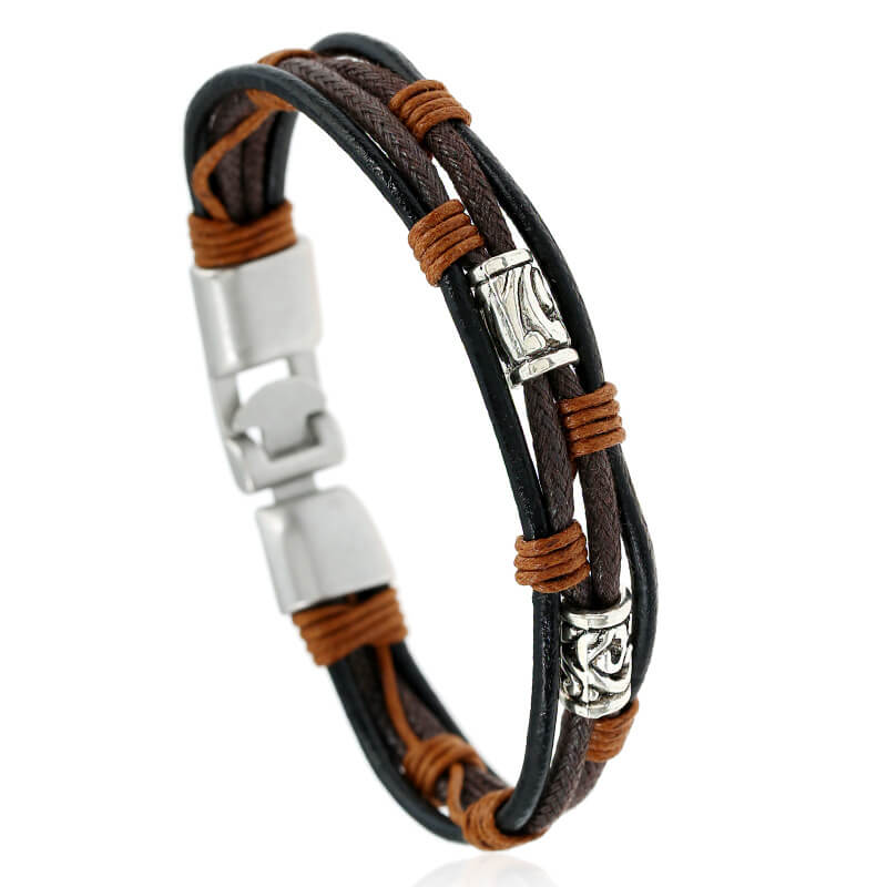 Alloy Braided Leather Bracelet Vintage Cowhide Bracelet Bracelet