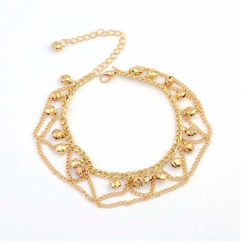 Bohemia Golden Bell Chain Tassel Anklet