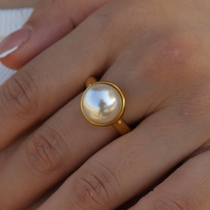 Stainless Steel Pearl Closed Ring