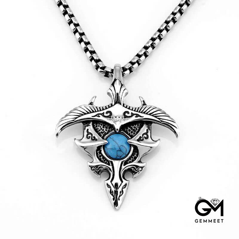 Takahashi Free Eagle Stainless Steel Inlaid Zircon Necklace