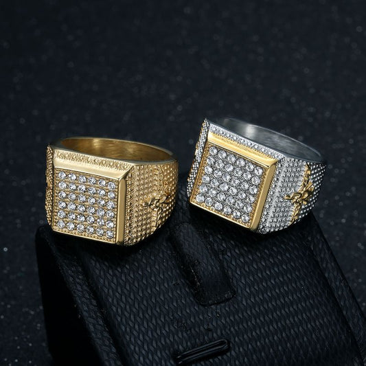 HIPHOP Ring Gold-plated Inlaid Zircon Persian Zoroastrian Ring