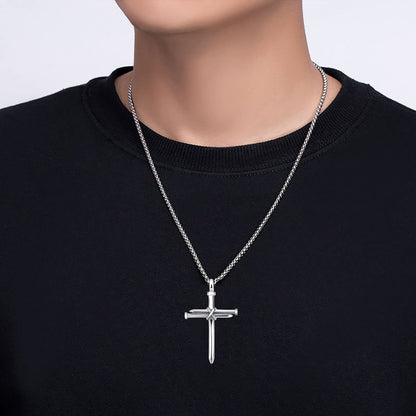 Stainless Nail Cross Necklace