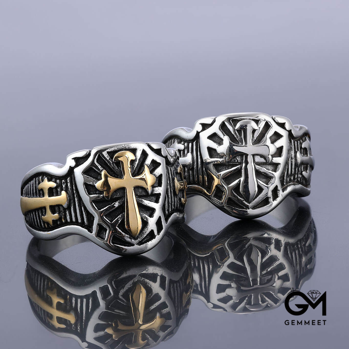 Stainless Steel Vintage Templar Logo Ring