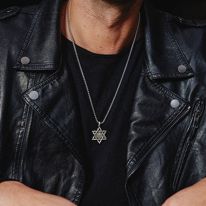 Raging Skull Hollow Hexagram Pendant