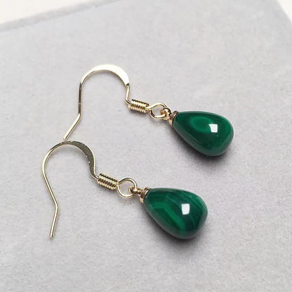 Natural Malachite Water Droplets Earrings