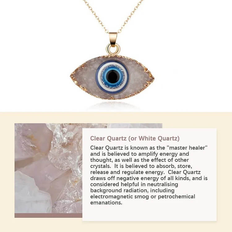 Clear Quartz Evil Eye Energy Necklace