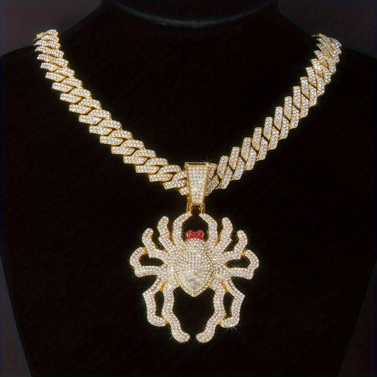 Iced-Out Spider Pendant Necklace