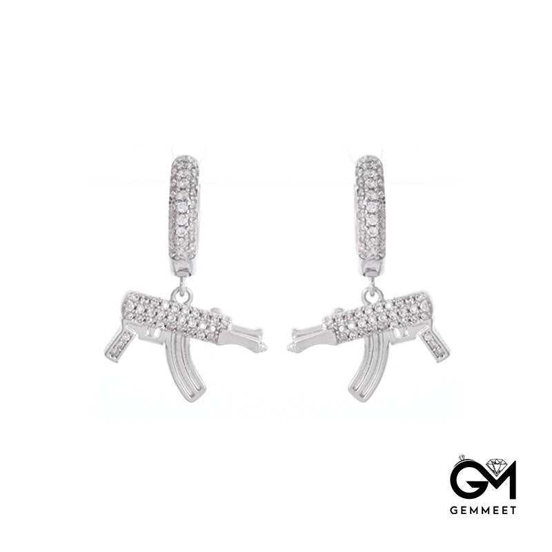 Stylish Personality Silver AK Gun Earrings