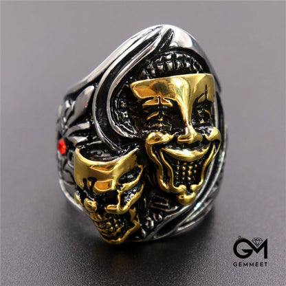 Stainless Steel Zircon Clown Motorcycle Ring