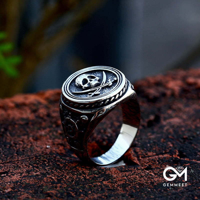 Pirate Skull Signet Ring