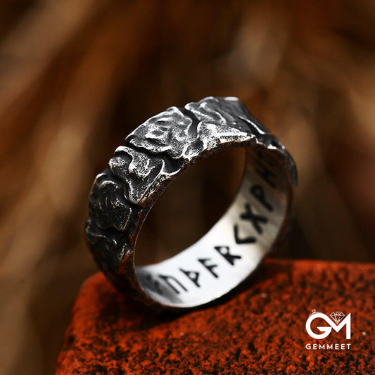 Vintage Stainless Steel Nordic Viking Letter Ring