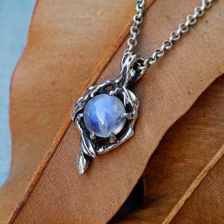 Moonstone Flame Drop Pendant Necklace