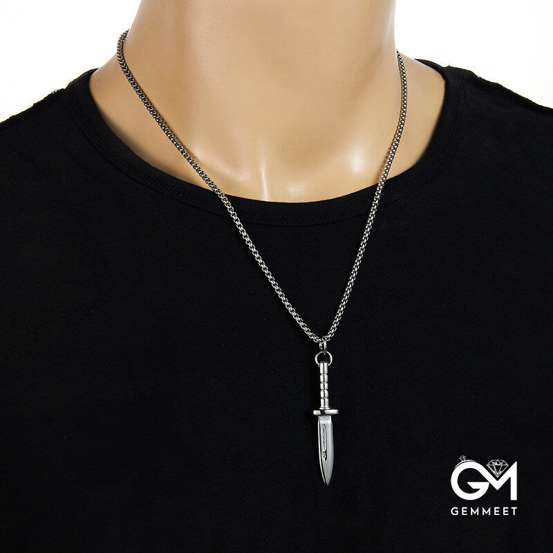 Stainless Steel Dagger Pendant Necklace