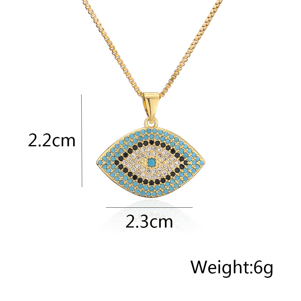 Full Colorful Stones Evil Eye Pendant Necklace