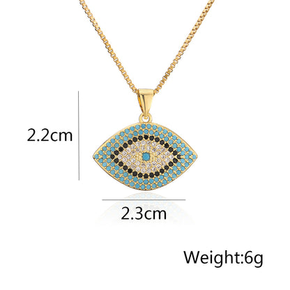 Full Colorful Stones Evil Eye Pendant Necklace