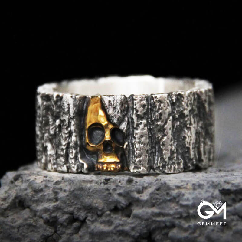 Halloween Gold Skull Thick Bang Ring