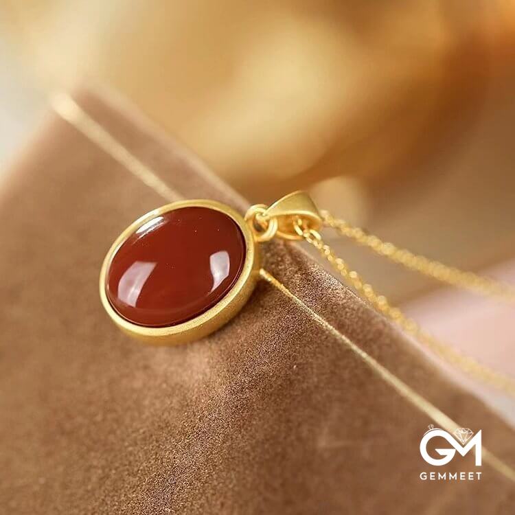 Red Agate Gold Plated Necklace