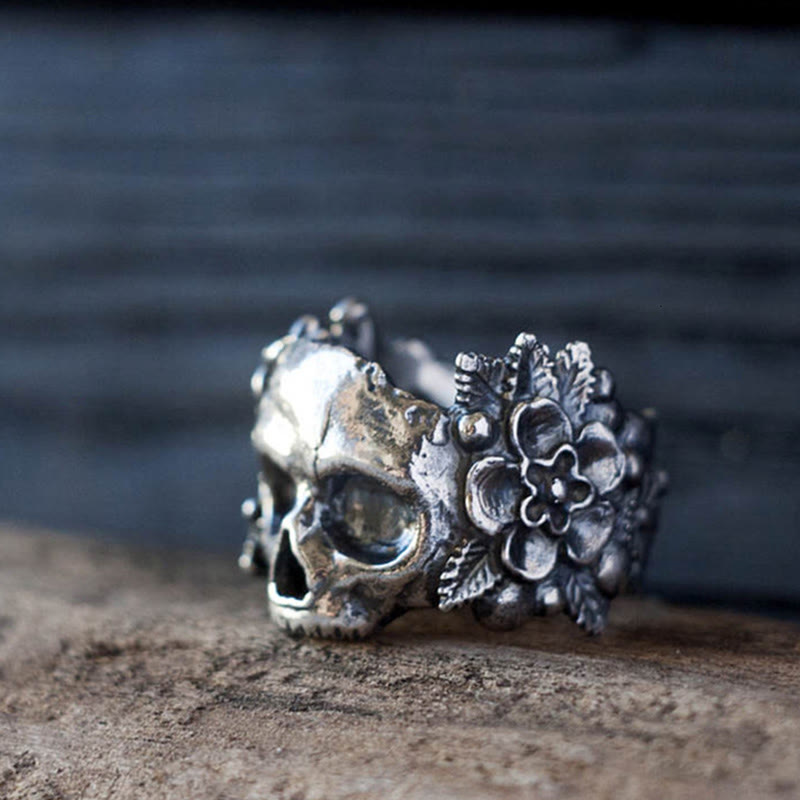 Retro Skull Flower Ring