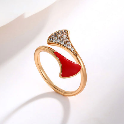 Light Luxury Fan-shaped Retro Temperament Zircon Ring