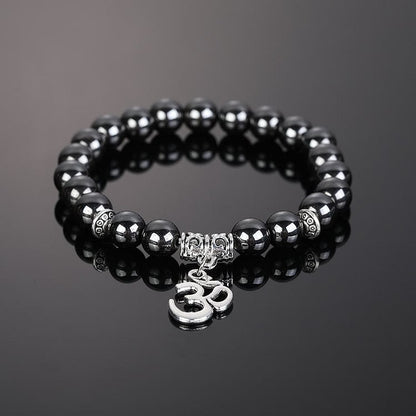 Crystal Beaded Om Symbol Bracelet