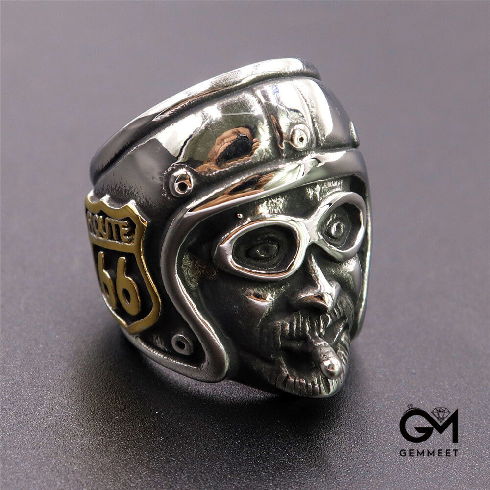 Stainless Steel Smoke Motorcycle Helmet Shape Ring