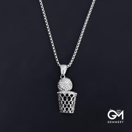 Stainless Steel Basketball Necklace