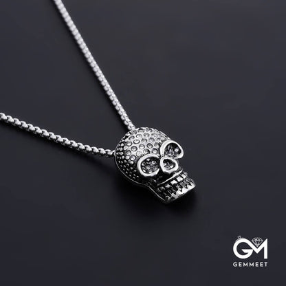 Stainless Steel Skull Zircon Necklace