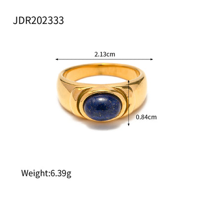 Court Vintage Titanium Oval Cut Lapis Lazuli Band Ring