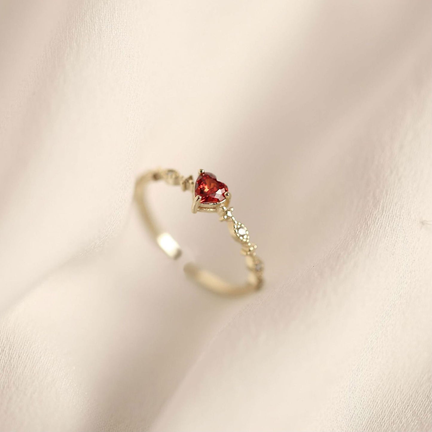 Simple Love Red Zircon Ring