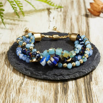 Colorful Natural Crystal Winding Multilayer Adjustable Bracelet