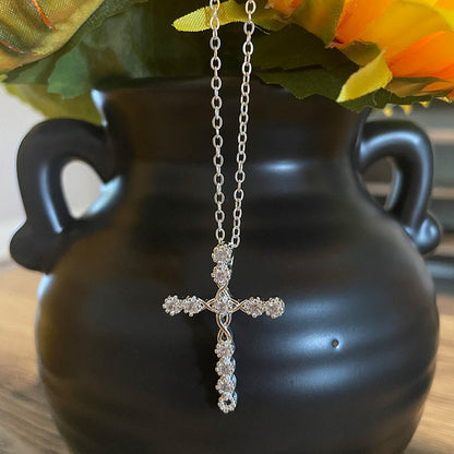 Zircon Cross Shiny Necklace