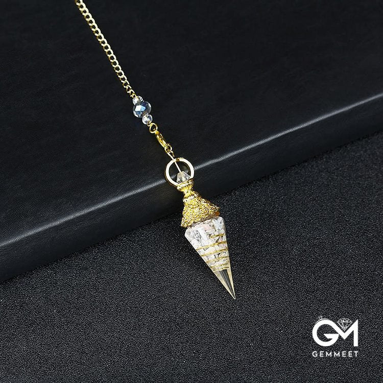 Crystal Resin Hexagonal Pyramid Pendulum