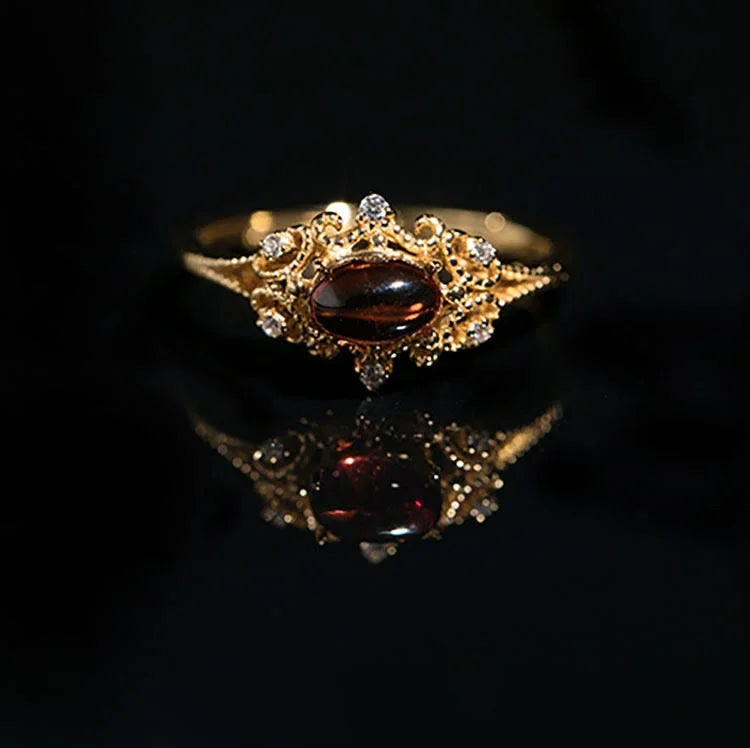 Night Rose-Natural Garnet Ring