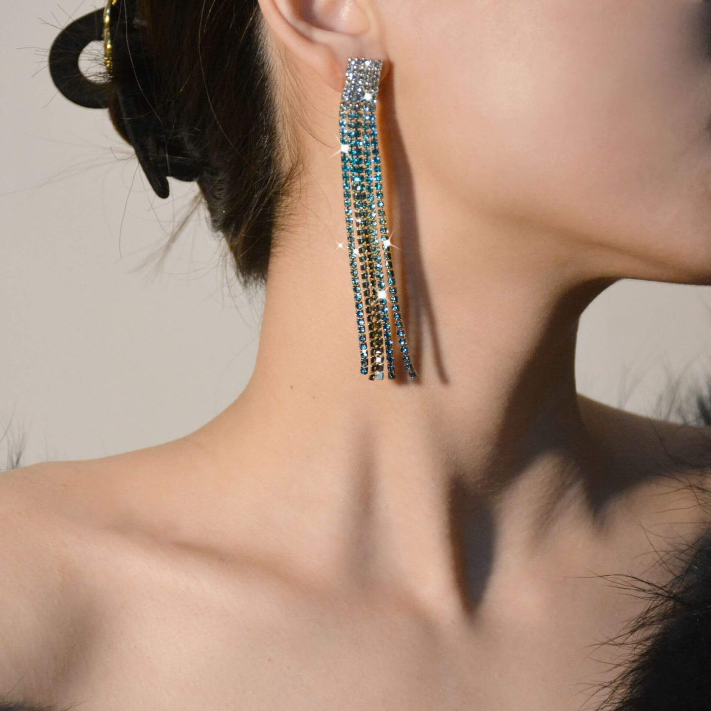 Christmas Series Inlaid Zircon Exaggerated Long Earrings