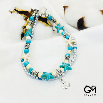 Turquoise Turtle Symbol Ship Anchor Bracelet Anklet