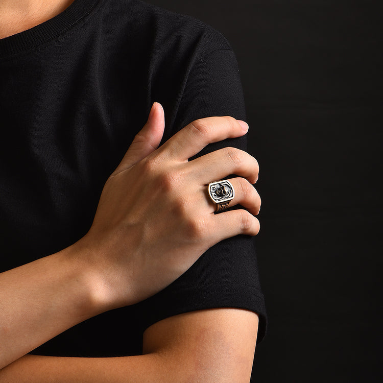 Sterling Silver Shield Skull Pattern Rings