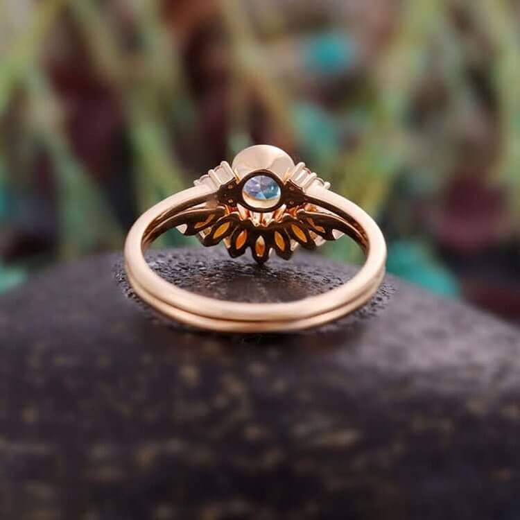 Opal & Sapphire Healing 2 - Piece Ring Set