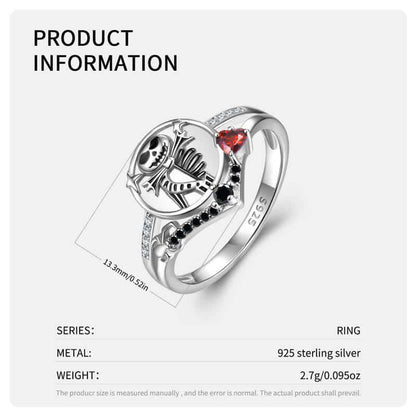 Falling Heart Stamp Skull Skeleton Ring